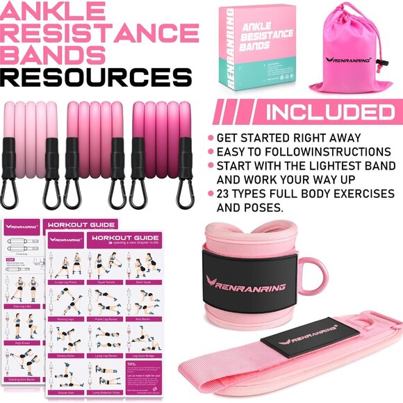 Ankle Resistance Bands, Ankle Bands for Working Out with Cuffs, Ankle Resistance - Picture 8 of 8